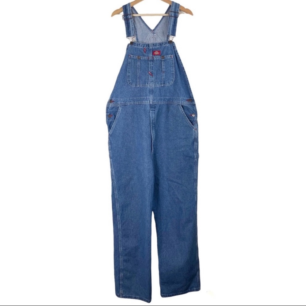 DICKIES Stone Washed Indigo Overalls size 38x32